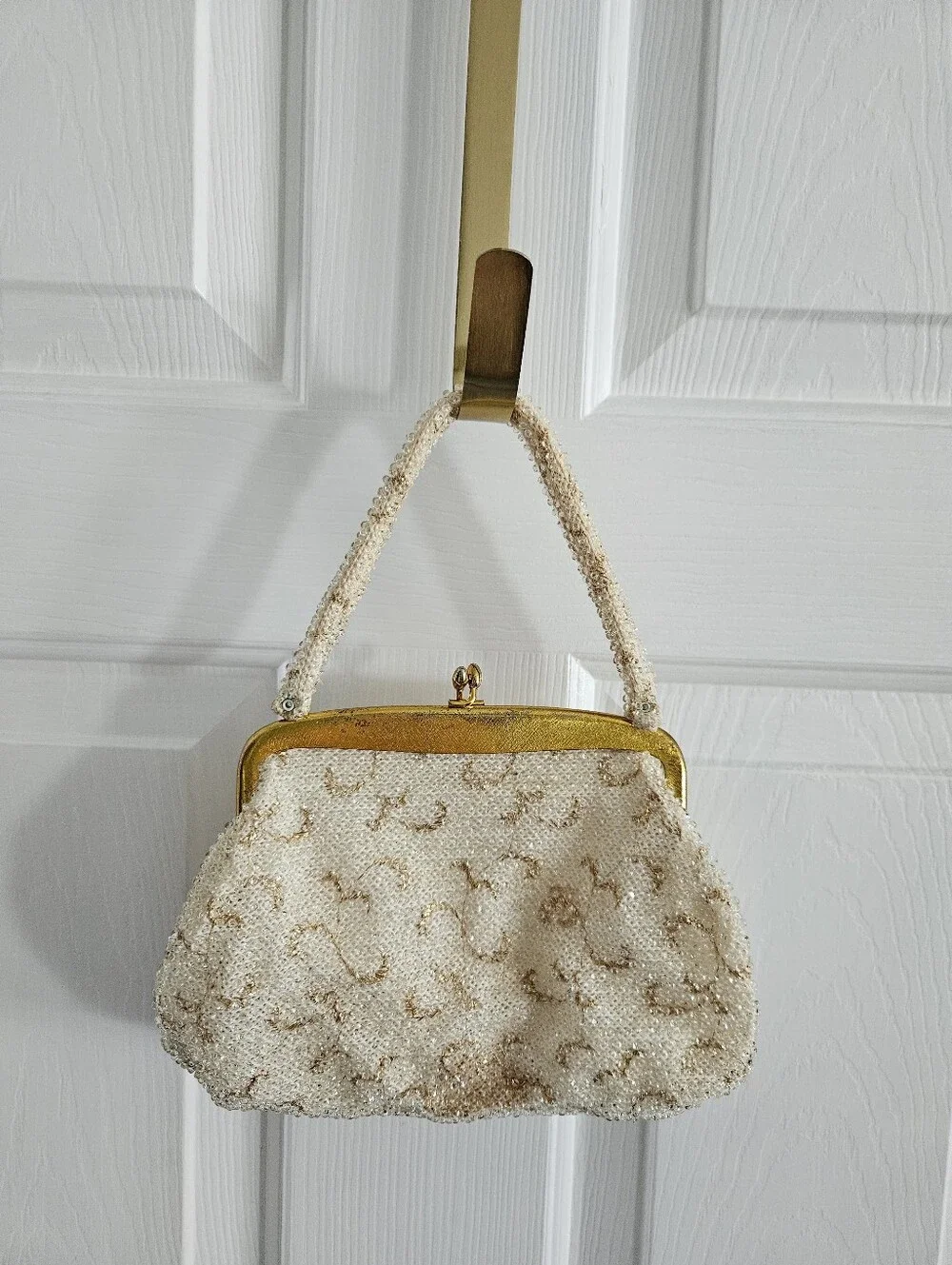 Vintage 40s Corde By Lumured Beaded Evening Bag Purse With Kisslock Closure - Picture 7 of 11